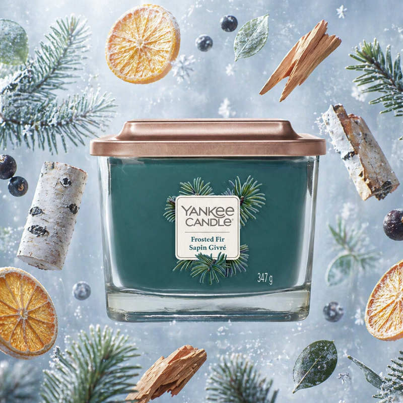 Yankee Frosted Fir illatú közepes üveggyertya